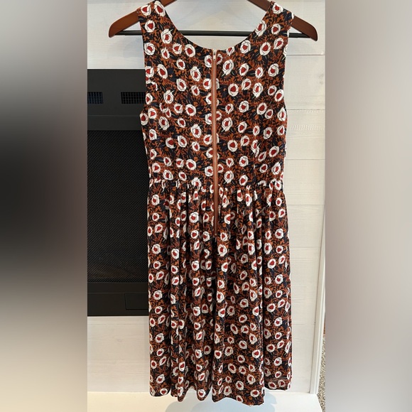 Anthropology Everly floral dress navy orange sleeveless size small. 1309 - Picture 4 of 5